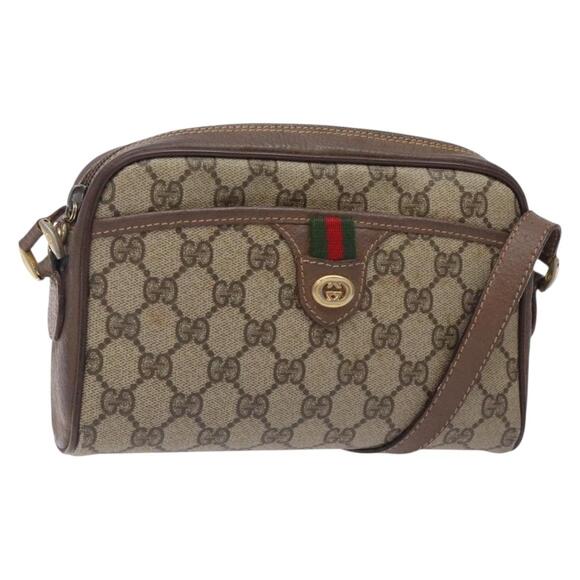 GUCCI GG Supreme Web Sherry Line Bag Pvc Beige Gold 001 122 001 122 - Picture 1 of 16